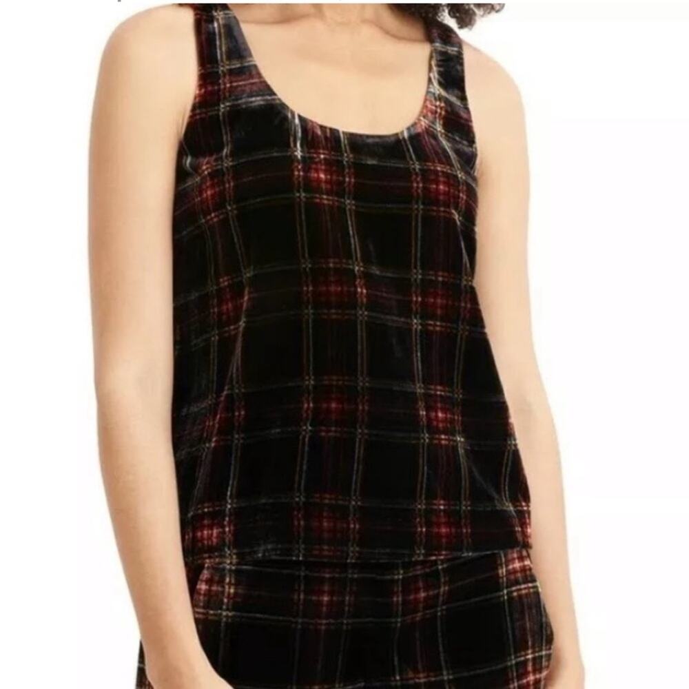 NWT j crew black plaid velvet tank top